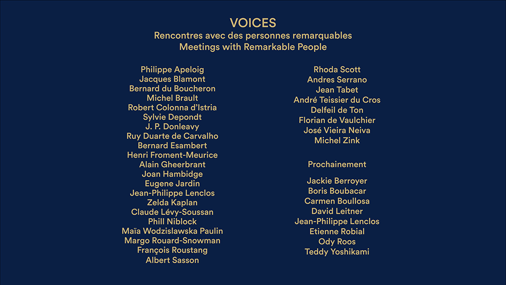 VOICES cinéportraits liste